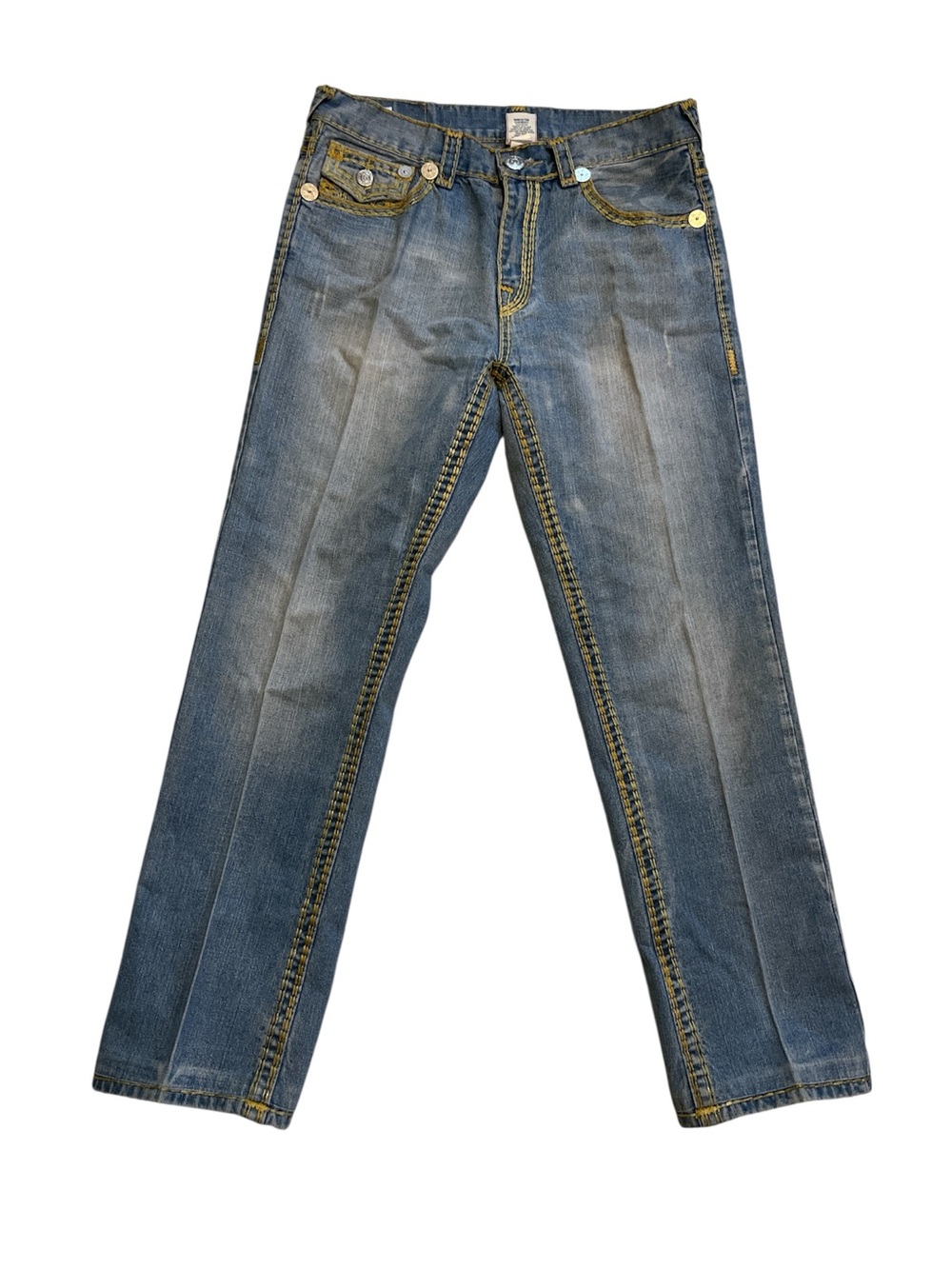 Rare True Religion Jeans Ricky Super QT Thick Stich Mens Sz 36 Flat Flap 36x32